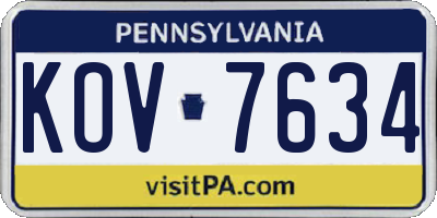 PA license plate KOV7634