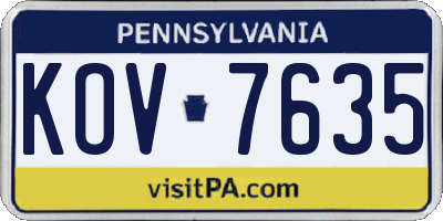 PA license plate KOV7635