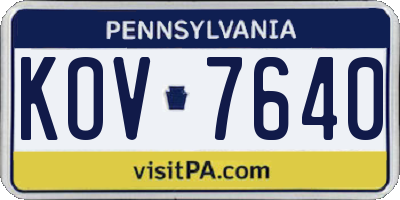 PA license plate KOV7640