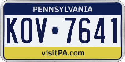 PA license plate KOV7641