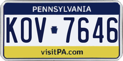 PA license plate KOV7646