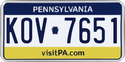 PA license plate KOV7651