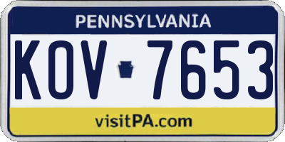 PA license plate KOV7653
