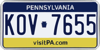 PA license plate KOV7655