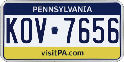 PA license plate KOV7656