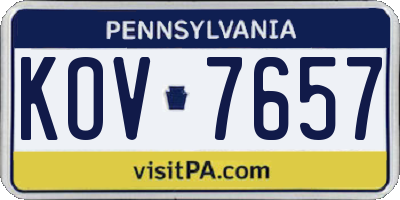 PA license plate KOV7657