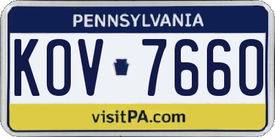 PA license plate KOV7660