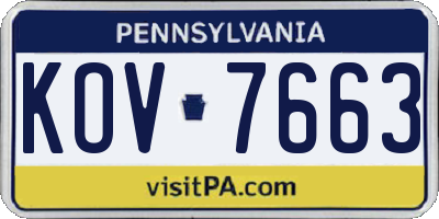 PA license plate KOV7663