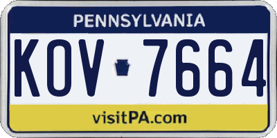 PA license plate KOV7664