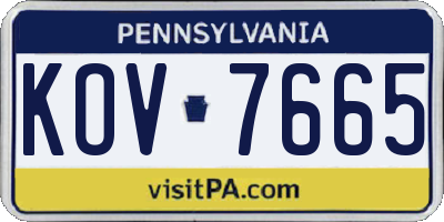 PA license plate KOV7665