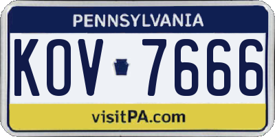 PA license plate KOV7666