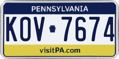 PA license plate KOV7674