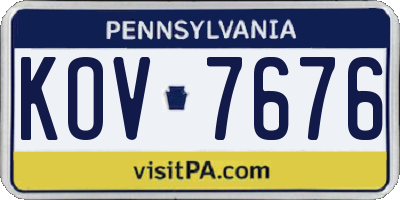 PA license plate KOV7676
