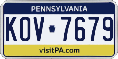 PA license plate KOV7679