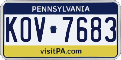 PA license plate KOV7683