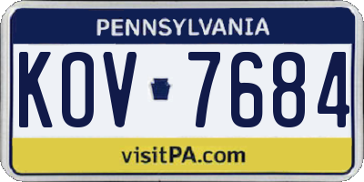 PA license plate KOV7684
