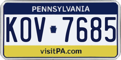 PA license plate KOV7685