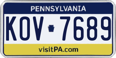 PA license plate KOV7689