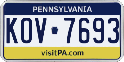PA license plate KOV7693