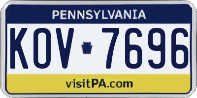 PA license plate KOV7696
