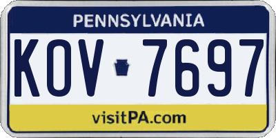 PA license plate KOV7697