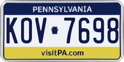 PA license plate KOV7698