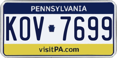 PA license plate KOV7699