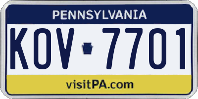 PA license plate KOV7701