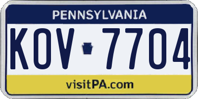 PA license plate KOV7704