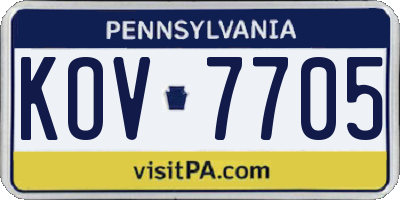 PA license plate KOV7705