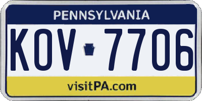 PA license plate KOV7706
