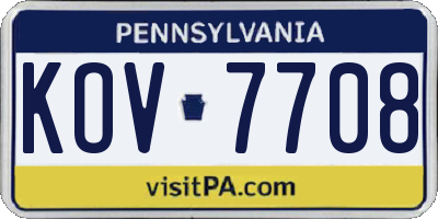 PA license plate KOV7708