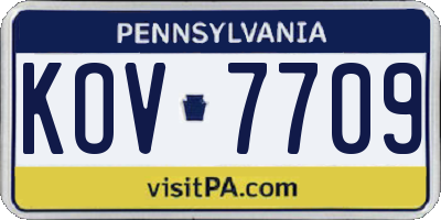 PA license plate KOV7709