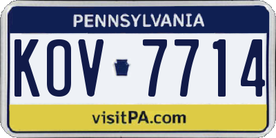 PA license plate KOV7714