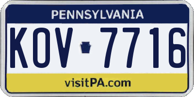 PA license plate KOV7716