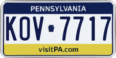 PA license plate KOV7717
