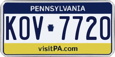 PA license plate KOV7720