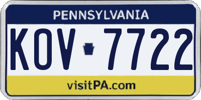 PA license plate KOV7722