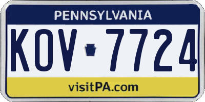 PA license plate KOV7724