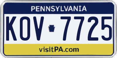 PA license plate KOV7725