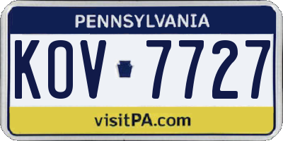 PA license plate KOV7727