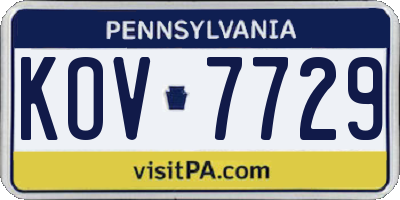PA license plate KOV7729