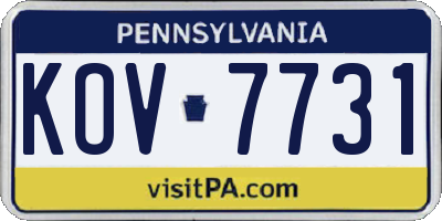PA license plate KOV7731