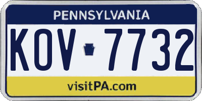 PA license plate KOV7732