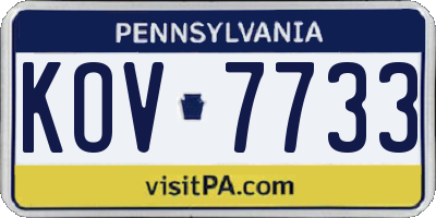 PA license plate KOV7733