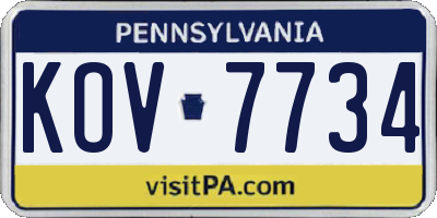 PA license plate KOV7734