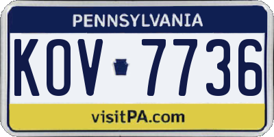 PA license plate KOV7736