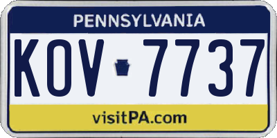 PA license plate KOV7737