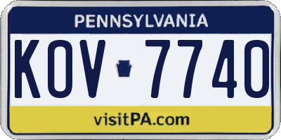 PA license plate KOV7740