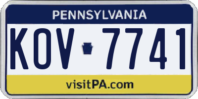 PA license plate KOV7741